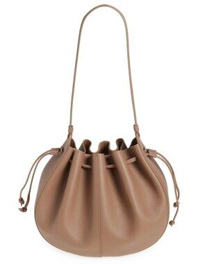 $795 Mansur Gavriel Flores Women's Leather Bucket Shoulder Bag in Biscotto